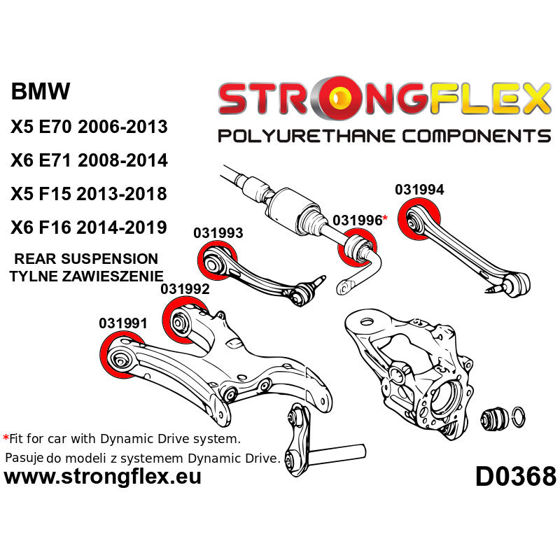 036056A: Rear suspension bush kit SPORT