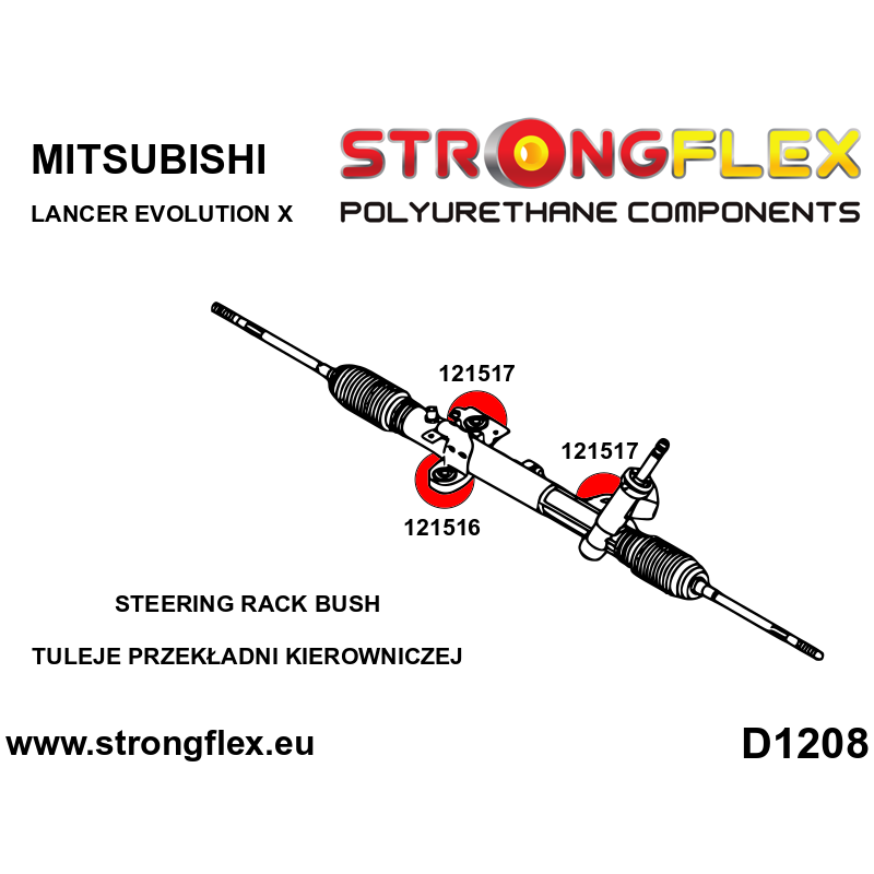 STRONGFLEX|126145A: Lenkgetriebebuchsensatz SPORT Mitsubishi Lancer Evolution X Diagramm Schema:D1208