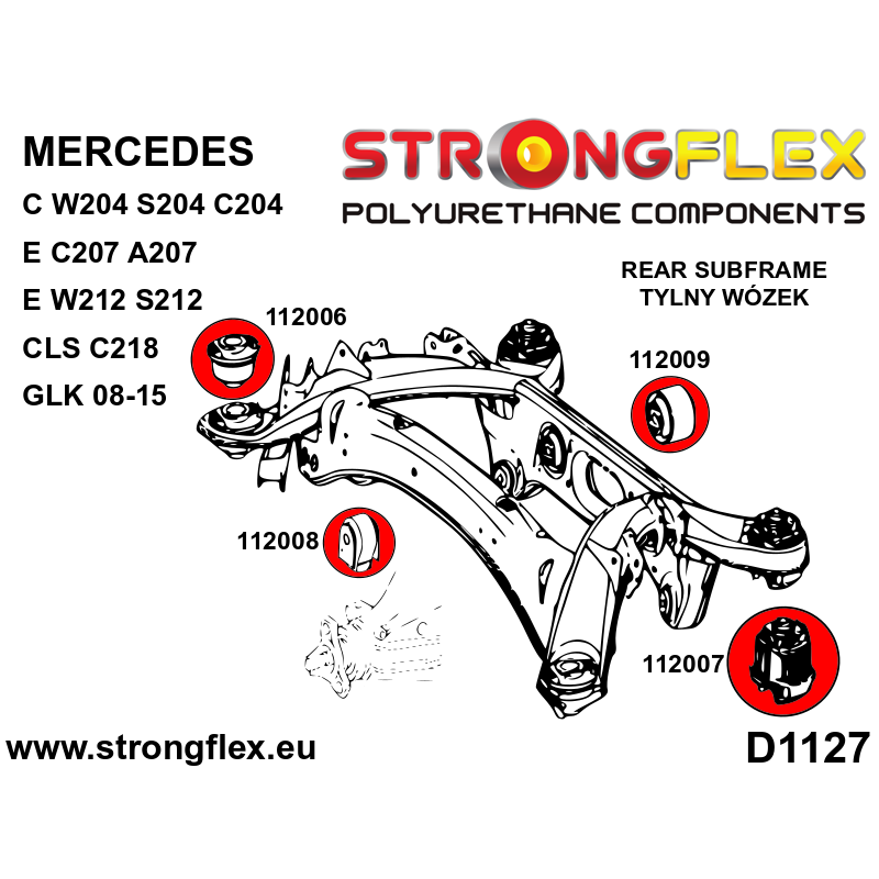 STRONGFLEX|112008A: Rear diff mount - front bush SPORT Mercedes GLK 08-15 X204 Class C W204 07-14 RWD diagram scheme:D1127