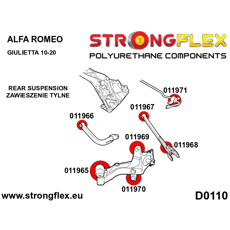 STRONGFLEX|011965A: Rear arm bush SPORT Alfa Romeo Giulietta III 10-20 type diagram scheme:D0110