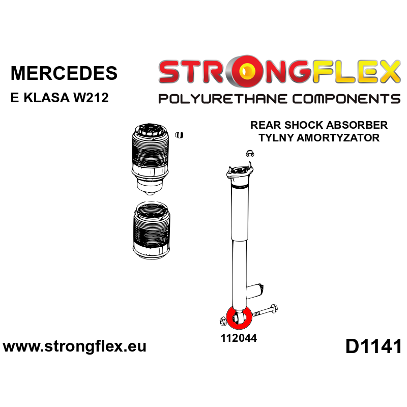 STRONGFLEX|112044A: Buchse des hinteren Stoßdämpfers SPORT Mercedes Klasse E W212 09-16 RWD Diagramm Schema:D1141