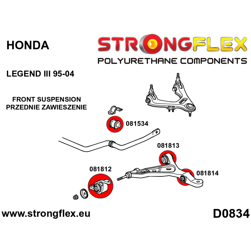 STRONGFLEX|081812A: Tuleja wahacza przedniego dolnego – przednia SPORT Honda Legend III diagram schemat:D0834