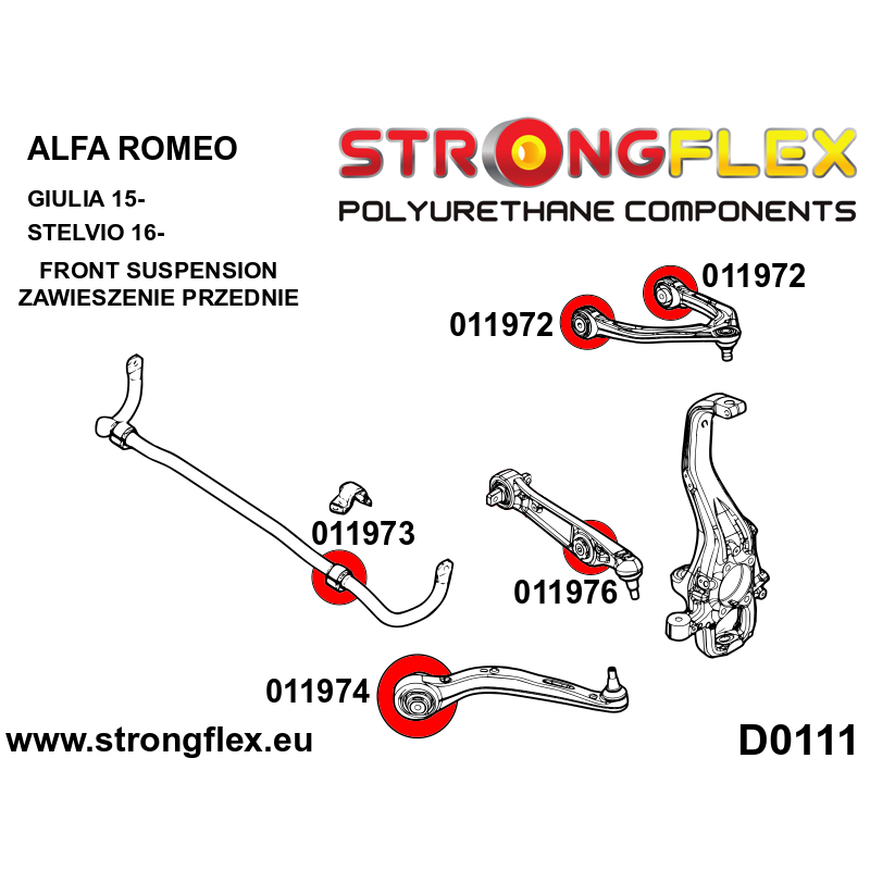 STRONGFLEX|011973A: Front anti roll bar bush SPORT Alfa Romeo Stelvio 16- Giulia diagram scheme:D0111