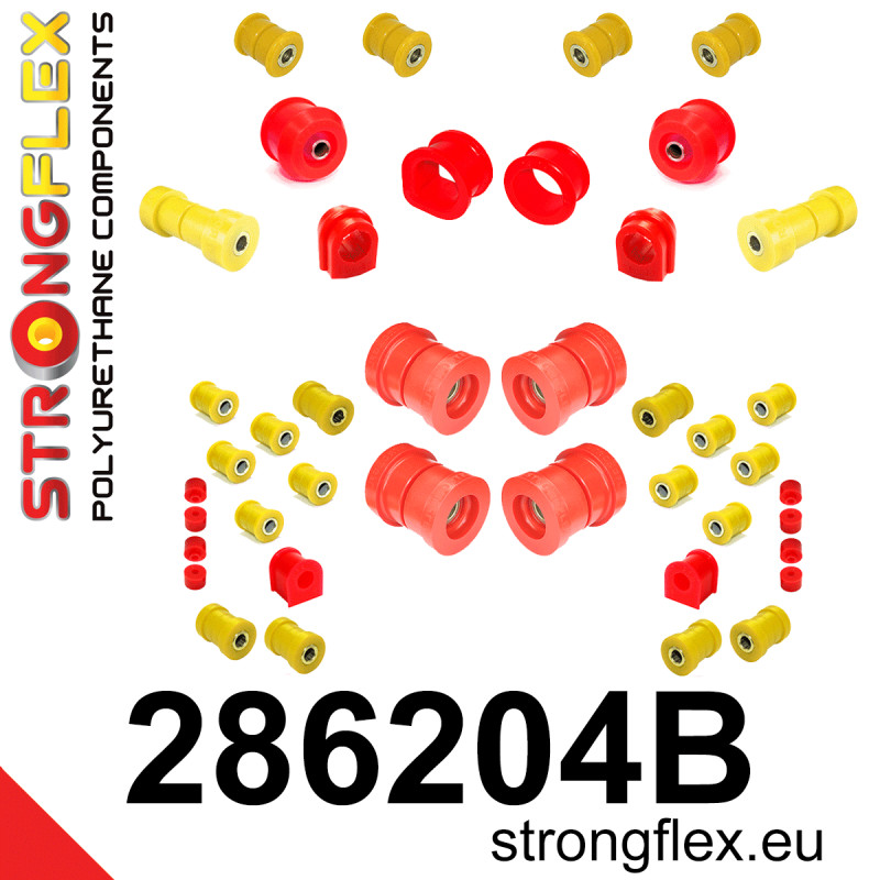 STRONGFLEX|286204B: Polyurethan Buchsensatz für Vorder- und Hinterachse R33 R34 AWD Nissan Skyline IX 93-98 R33