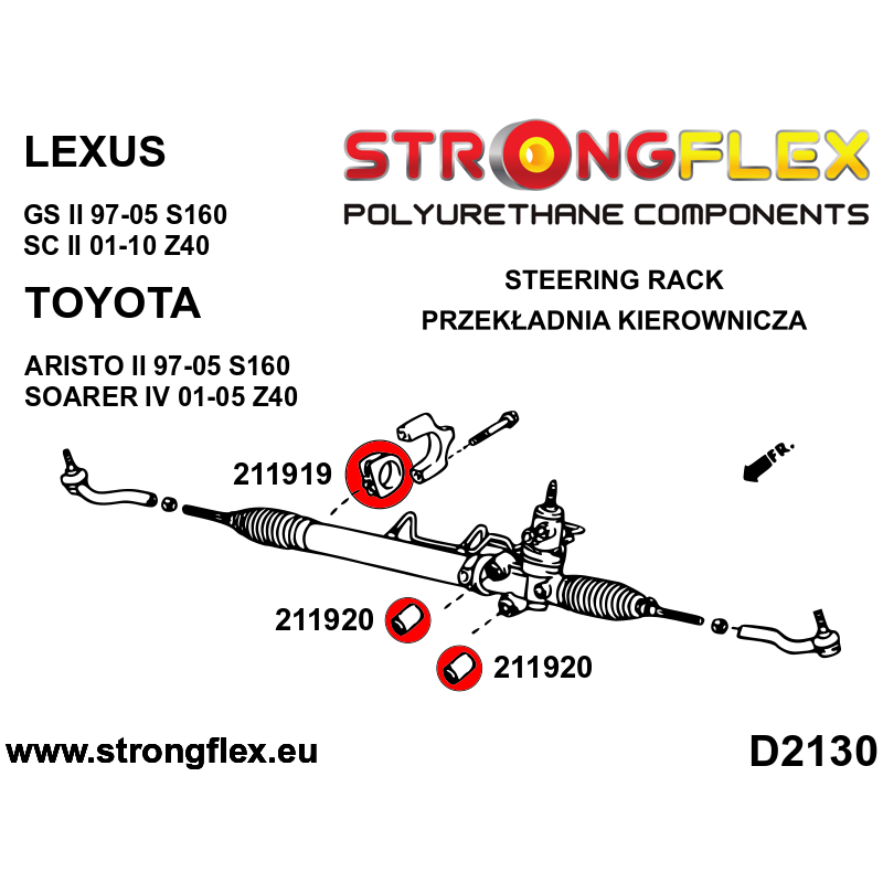 STRONGFLEX|216246A: Full suspension bush kit SPORT Lexus GS/F II 97-05 S160 SC 01-10 Z40 Toyota Soarer IV diagram scheme:D2130