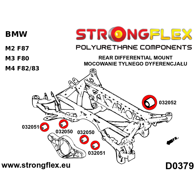 STRONGFLEX|036068B: Full suspension polyurethane bush kit BMW Seria 3 VI 13-20 F30/F31 F34 F80 14-18 M3 2 diagram scheme:D0379