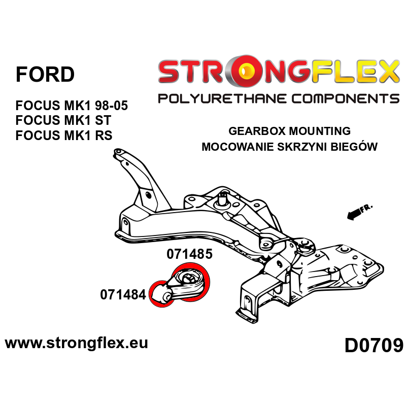 STRONGFLEX|071484B: Getriebelagerbuchse Ford Focus MK1 98-05 RS Diagramm Schema:D0709