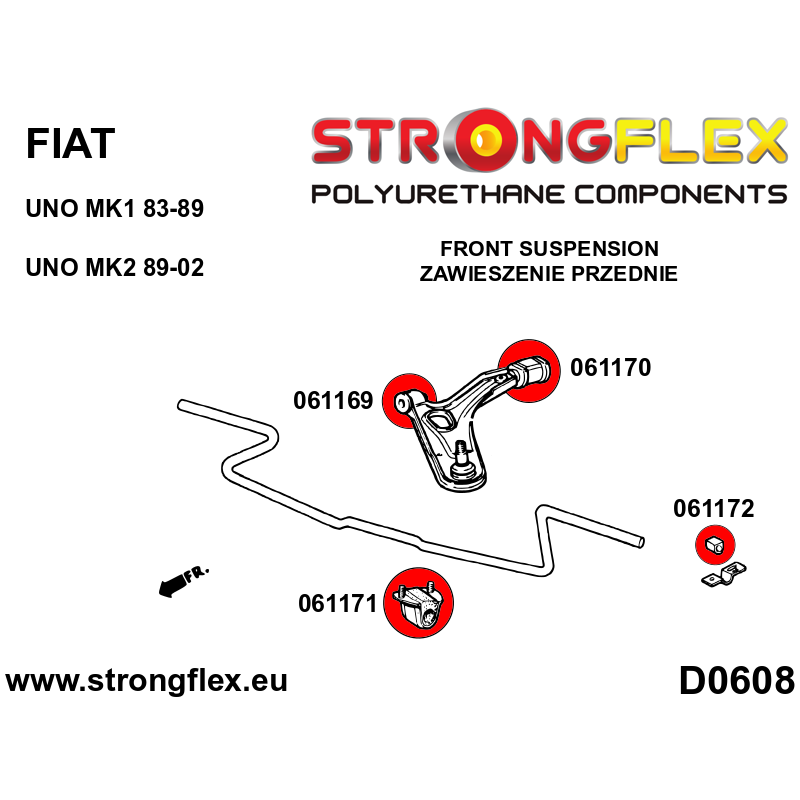 061169A - Tuleja wahacza przedniego - przednia SPORT - Poliuretan strongflex.eu