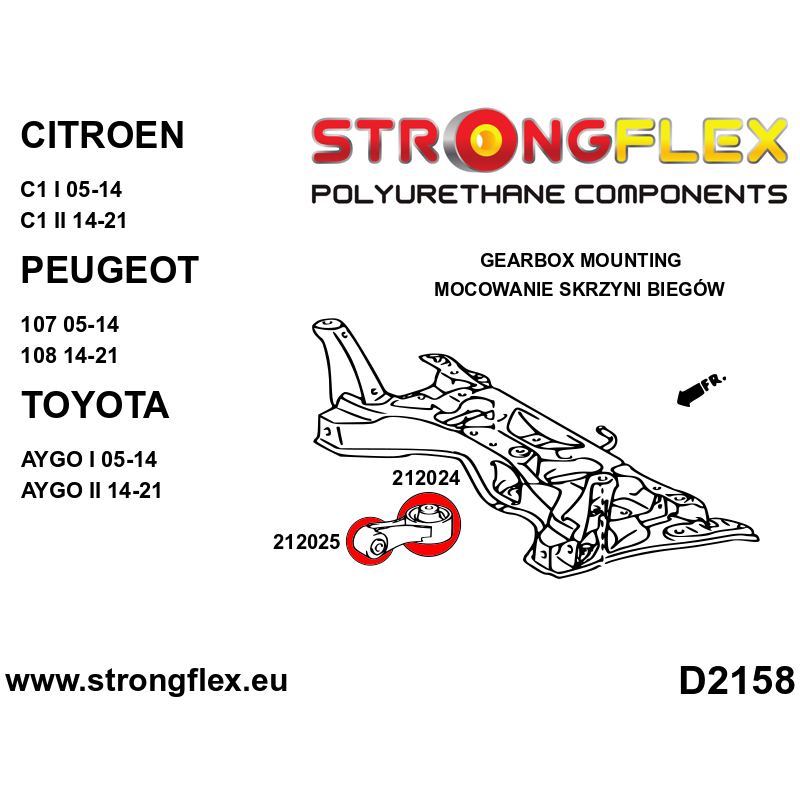 STRONGFLEX|212024A: Getriebehalterung SPORT Citroën C1 I 05-14 II 14-21 Peugeot 107 108 Toyota Diagramm Schema:D2158