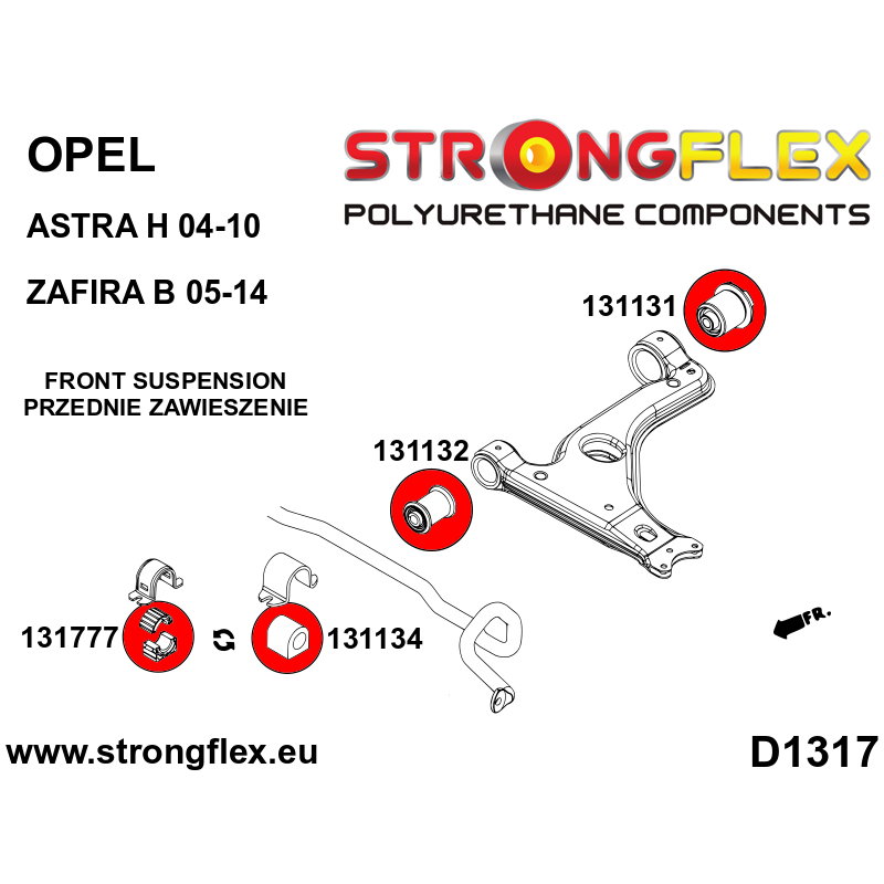 136221A: Front suspension bush kit SPORT Opel/Vauxhall Astra H 04-10 Zafira B 05-14