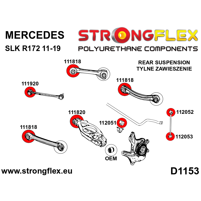 STRONGFLEX|112051A: Rear anti roll bar bush SPORT Mercedes SLK R172 diagram scheme:D1153