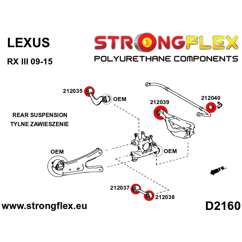 STRONGFLEX|212035A: Hinterachse vordere Lenker – intern Buchse SPORT Lexus RX III Diagramm Schema:D2160