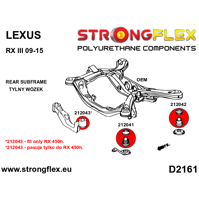 216274A: Rear subframe bush kit SPORT