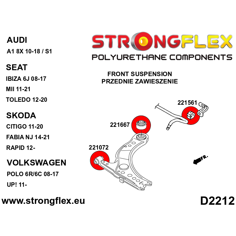 221561A - Front anti roll bar bush SPORT - Poliuretan strongflex.eu