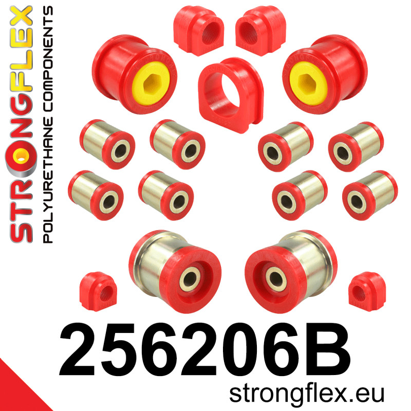 STRONGFLEX|256206B: Polyurethan Buchsensatz für Vorder-und Hinterachse aus 05/2003 Mini R50/R52/R53