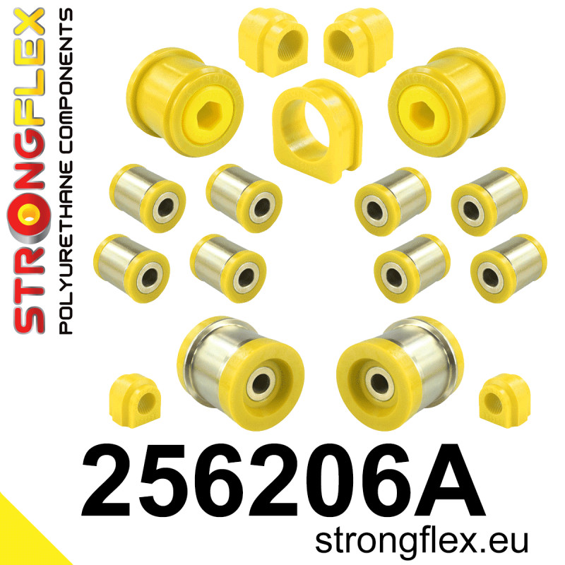 STRONGFLEX|256206A: Polyurethan Buchsensatz für Vorder-und Hinterachse aus 05/2003 SPORT Mini R50/R52/R53