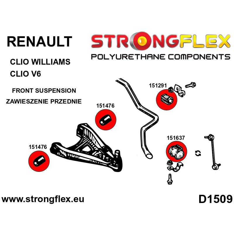 151637A - Tuleja łącznika stabilizatora przedniego SPORT - Poliuretan strongflex.eu