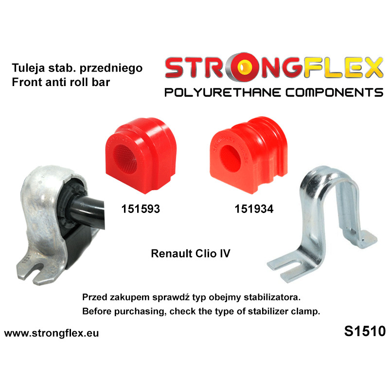 STRONGFLEX|151593A: Front anti roll bar bush SPORT Renault Clio IV/RS