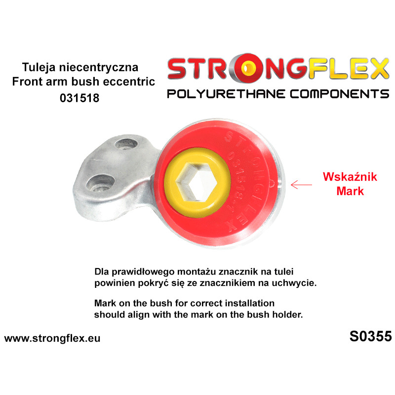 STRONGFLEX|031518A: Tuleja wahacza przedniego - niecentryczna 66mm SPORT BMW Seria 3 IV 98-07 E46 97-06 rwd 00-04