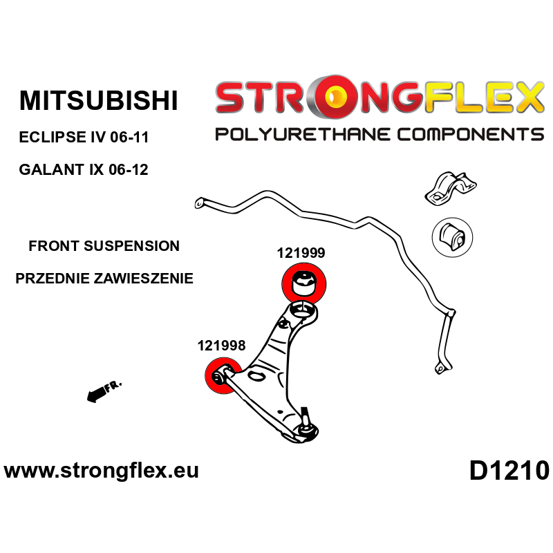 STRONGFLEX|121999A: Front control arm – rear bush SPORT Mitsubishi Galant IX 06-12 Eclipse IV diagram scheme:D1210