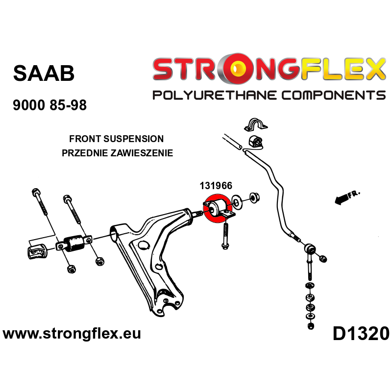 STRONGFLEX|131966A: Front control arm – rear bush SPORT Saab 9000 diagram scheme:D1320