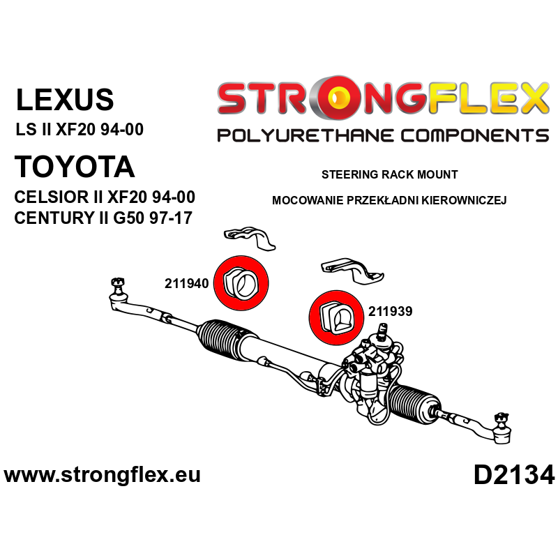 STRONGFLEX|216250A: Full suspension bush kit SPORT Lexus LS II 94-00 XF20 Toyota Century G50 97-17 diagram scheme:D2134