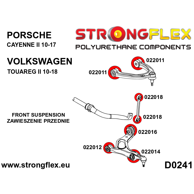 STRONGFLEX|022014A: Front lower wishbone bush – outside SPORT Audi Q7/SQ7 4L 05-15 Volkswagen Touareg I diagram scheme:D0241