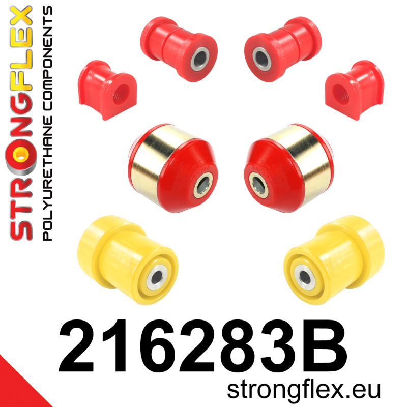 STRONGFLEX|216283B: Polyurethan Buchsensatz für Vorder- und Hinterachse Toyota Yaris I 99-05 P1 Verso