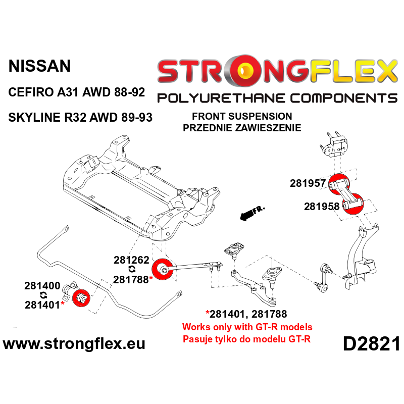 281262A - Front lower radius arm to chassis bush - Polyurethane strongflex.eu