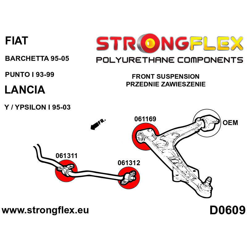 061169A - Tuleja wahacza przedniego - przednia SPORT - Poliuretan strongflex.eu