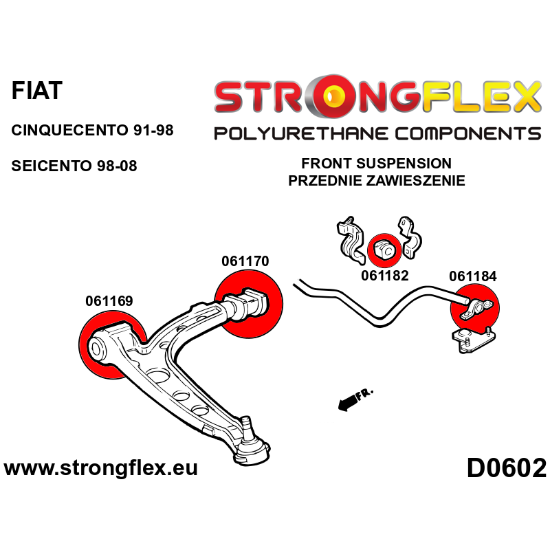 061169B - Tuleja wahacza przedniego - przednia - Poliuretan strongflex.eu