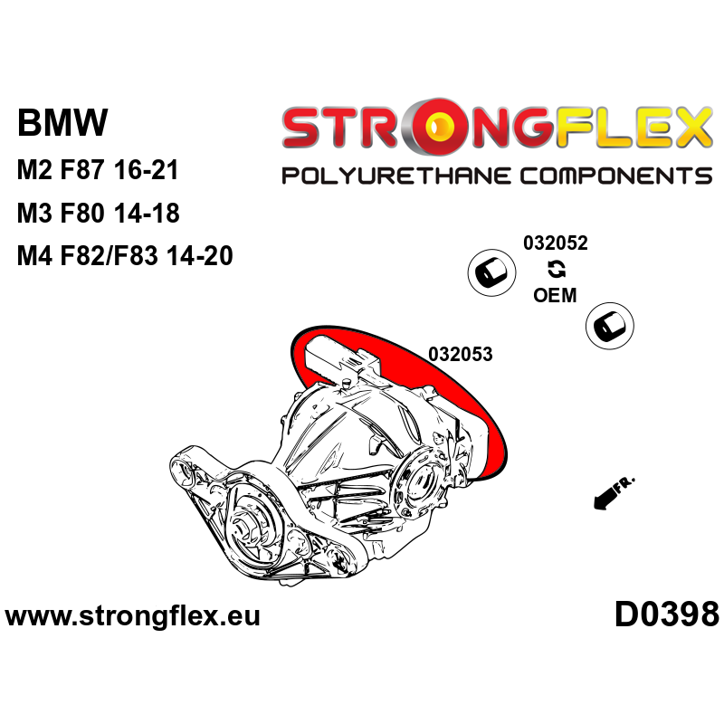 STRONGFLEX|032053: Double rear differential bracket BMW Seria 3 VI 13-20 F30/F31 F34 F80 14-18 M3 2 I diagram scheme:D0398