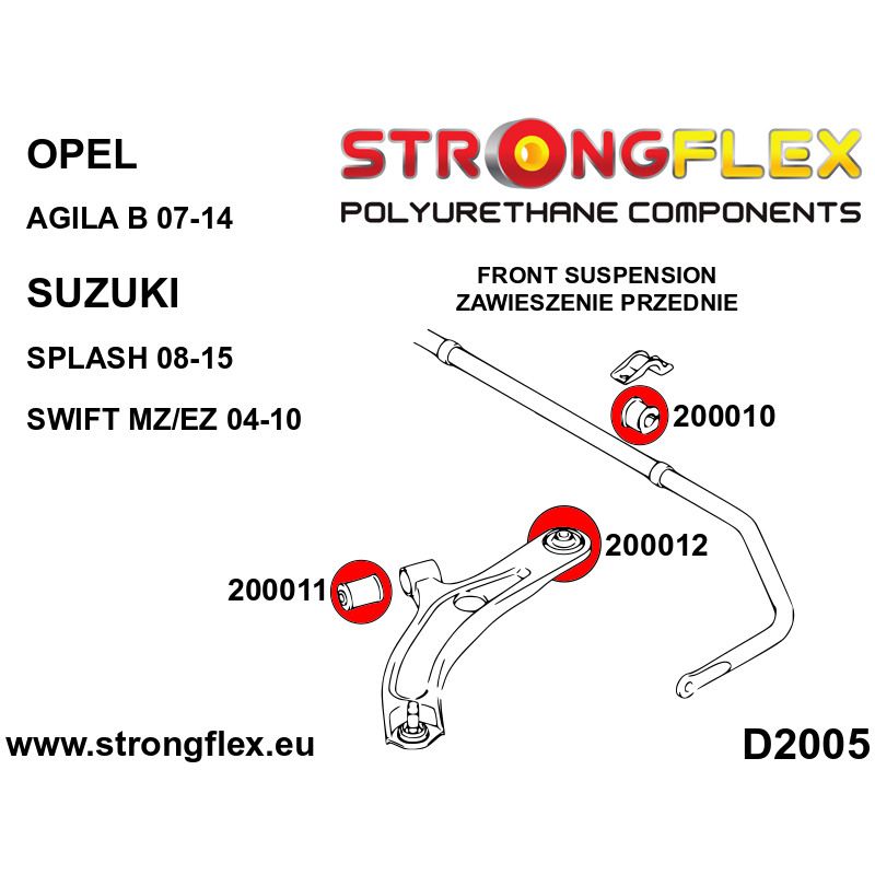 206160A: Front suspension bush kit SPORT