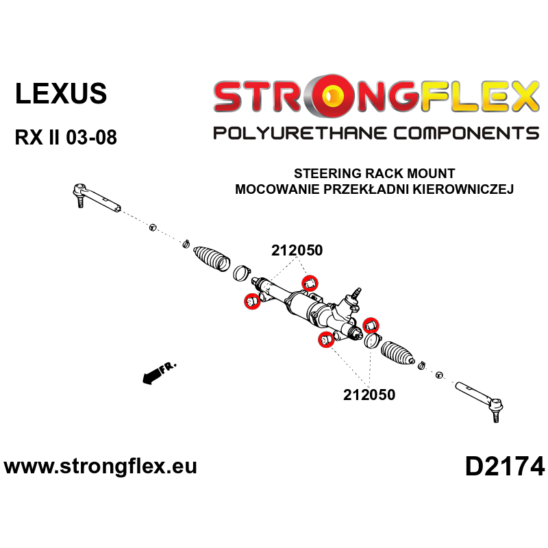 STRONGFLEX|212050A: Steering rack bush SPORT Lexus RX II diagram scheme:D2174