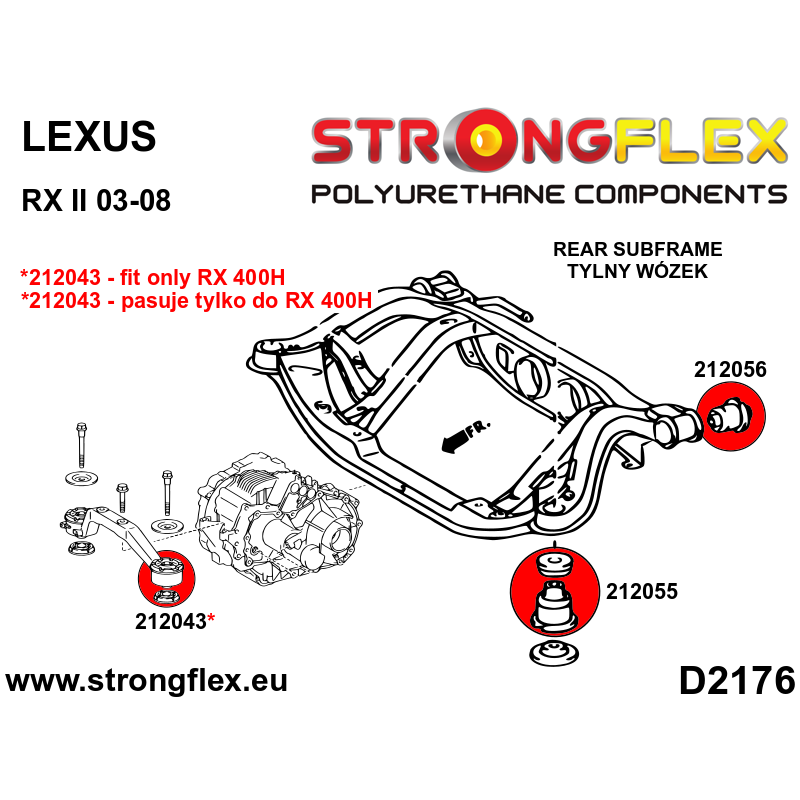 STRONGFLEX|212055A: Hintere Achsträger- vordere Buchse SPORT Lexus RX II Diagramm Schema:D2176