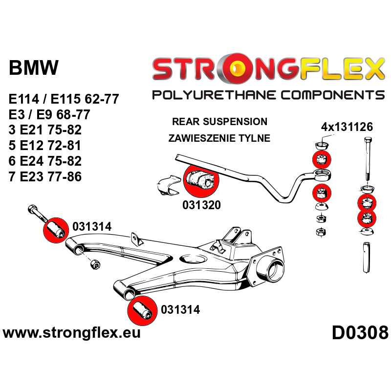 031314B - Rear Trailing Arm Bush - Polyurethane strongflex.eu