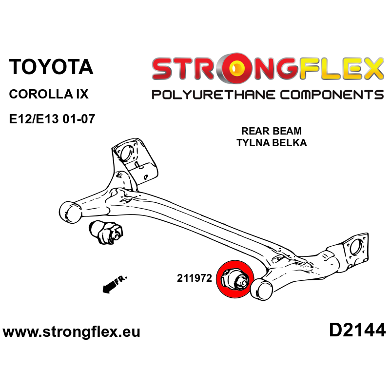 STRONGFLEX|216290A: Full suspension bush kit SPORT Toyota Corolla IX 01-07 E120 diagram scheme:D2144