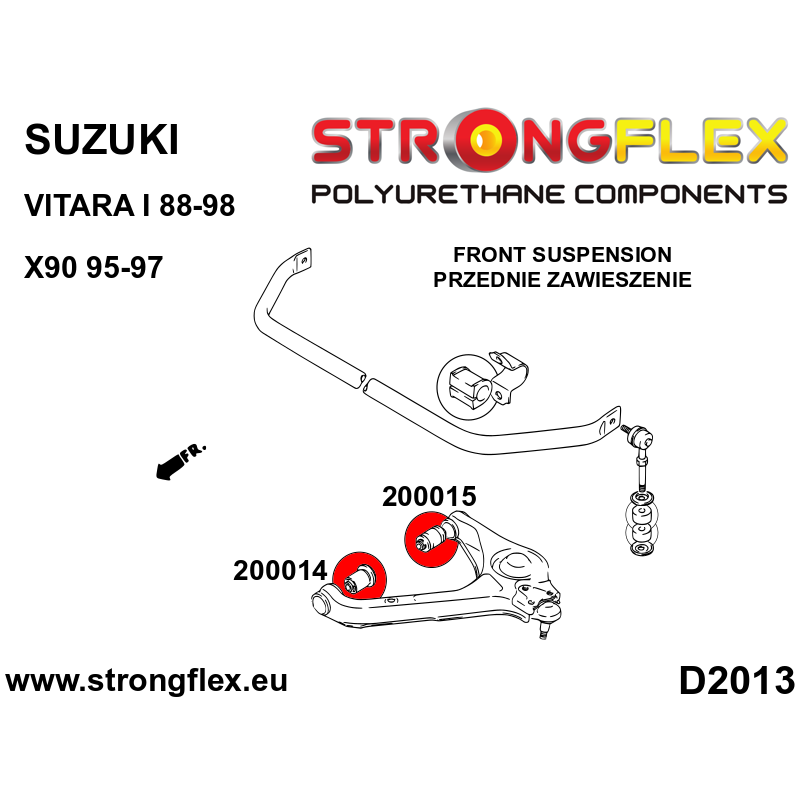 STRONGFLEX|200014A: Front control arm – front bush SPORT Suzuki X-90 95-97 Vitara I 88-98 diagram scheme:D2013