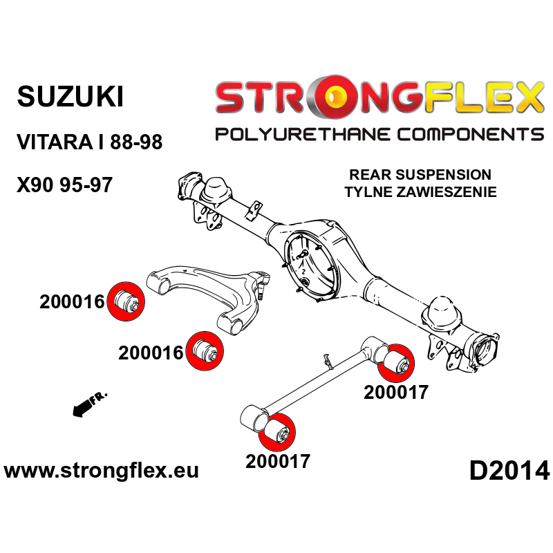 STRONGFLEX|200016A: Hintere mittlere Querlenkerbuchse „Sergeant“ SPORT Suzuki X-90 95-97 Vitara I Diagramm Schema:D2014