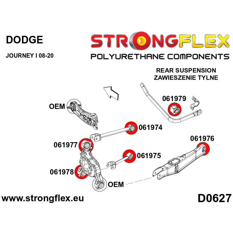 STRONGFLEX|061977A: Hintere Achsschenkelbuchse - oberen 40mm SPORT Dodge Journey I Diagramm Schema:D0627