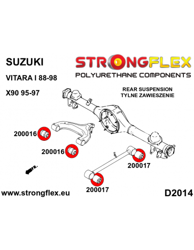 STRONGFLEX|200017A: Rear lower arm bushing SPORT Suzuki X-90 95-97 Vitara I 88-98 diagram scheme:D2014