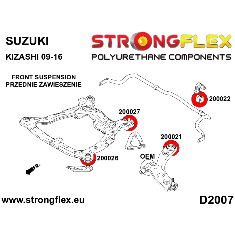 STRONGFLEX|200021A: Front control arm – rear bush SPORT Suzuki Kizashi 09-15 FWD diagram scheme:D2007