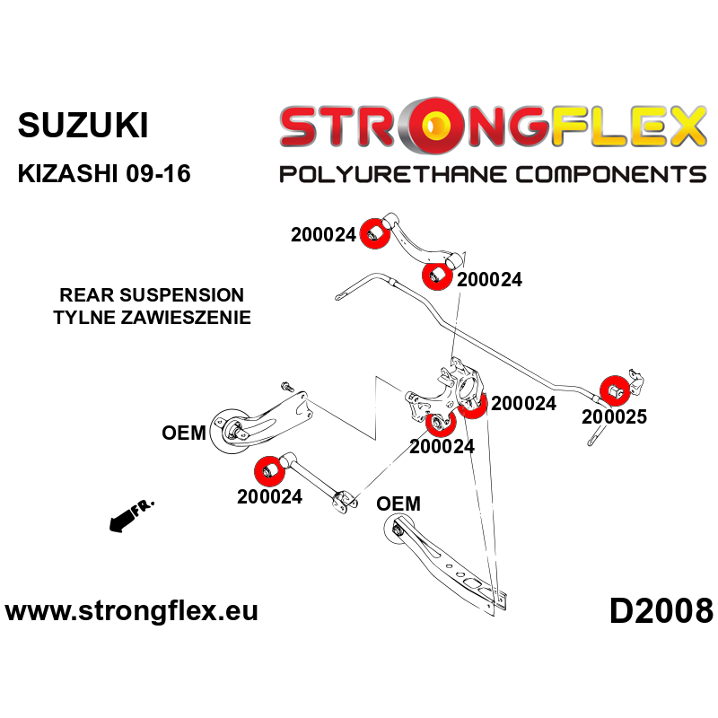 STRONGFLEX|200024A: Hintere Aufhängungsbuchse SPORT Suzuki Kizashi 09-15 FWD Diagramm Schema:D2008