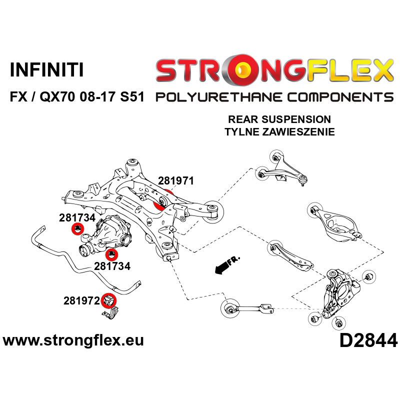 STRONGFLEX|281971A: Hinteres Differential - hintere Buchse SPORT Infiniti FX/QX70 08-17 Diagramm Schema:D2844