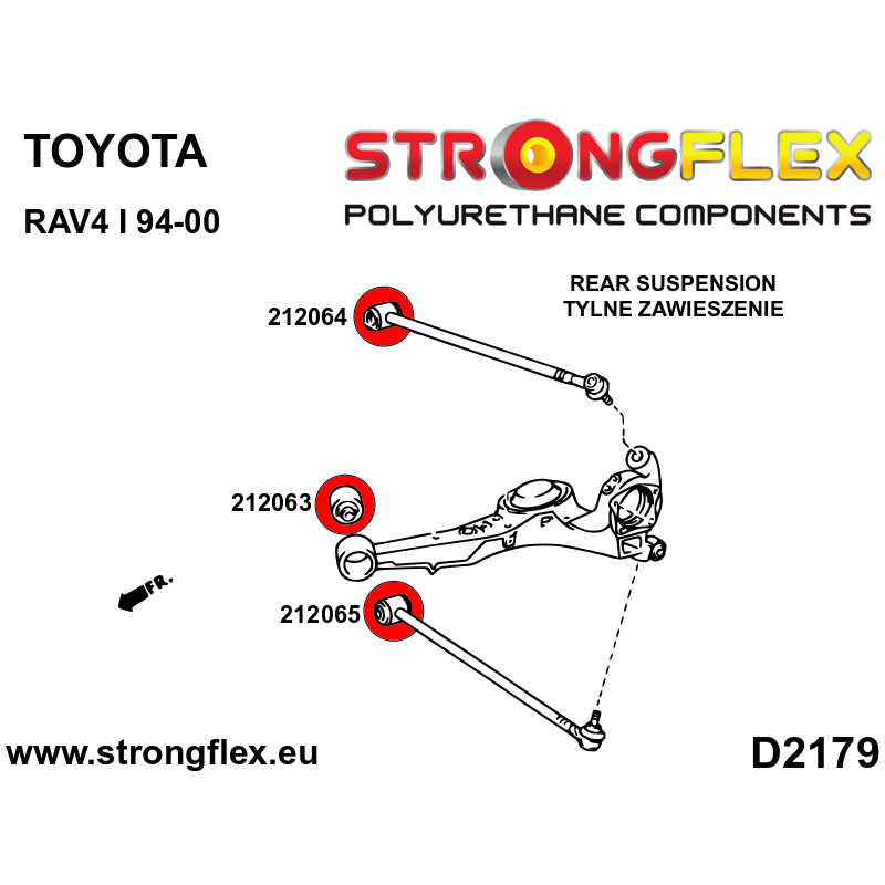 STRONGFLEX|212065A: Rear track control arm bush SPORT Toyota RAV4 I 94-00 diagram scheme:D2179