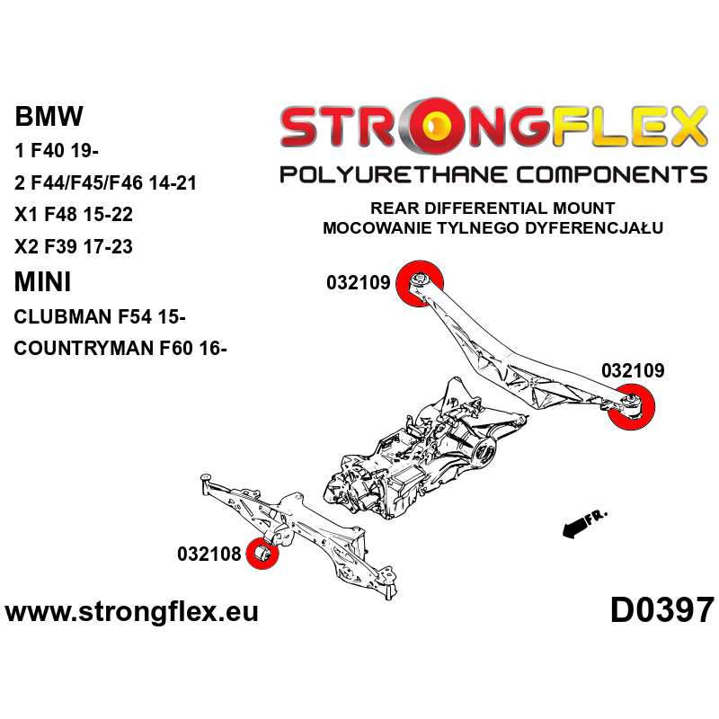 STRONGFLEX|032108A: Hinteres Differential - vordere Buchse SPORT Mini F54 Clubman/F60 Countryman 15- ALL4 Diagramm Schema:D0397