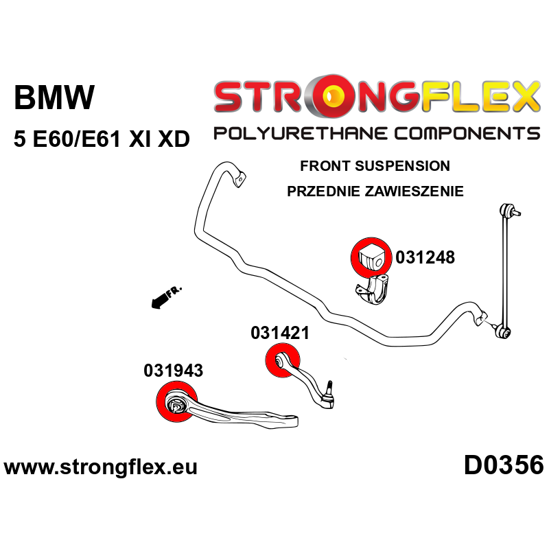 STRONGFLEX|031421A: Front inner track control arm bush SPORT BMW Seria 5 IV 95-03 E39 Sedan Touring V diagram scheme:D0356