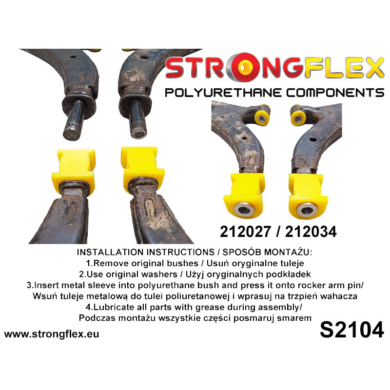 STRONGFLEX|212027A: Front control arm – rear bush SPORT Toyota Sera 90-95 EXY1 Starlet EP91/Glanza V 96-99 EP82 GT