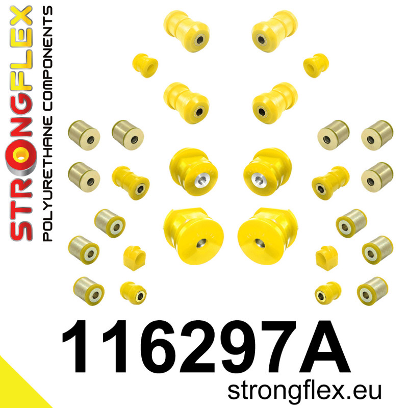 STRONGFLEX|116297A: Full suspension polyurethane bush kit SPORT Mercedes Class E W124 84-97