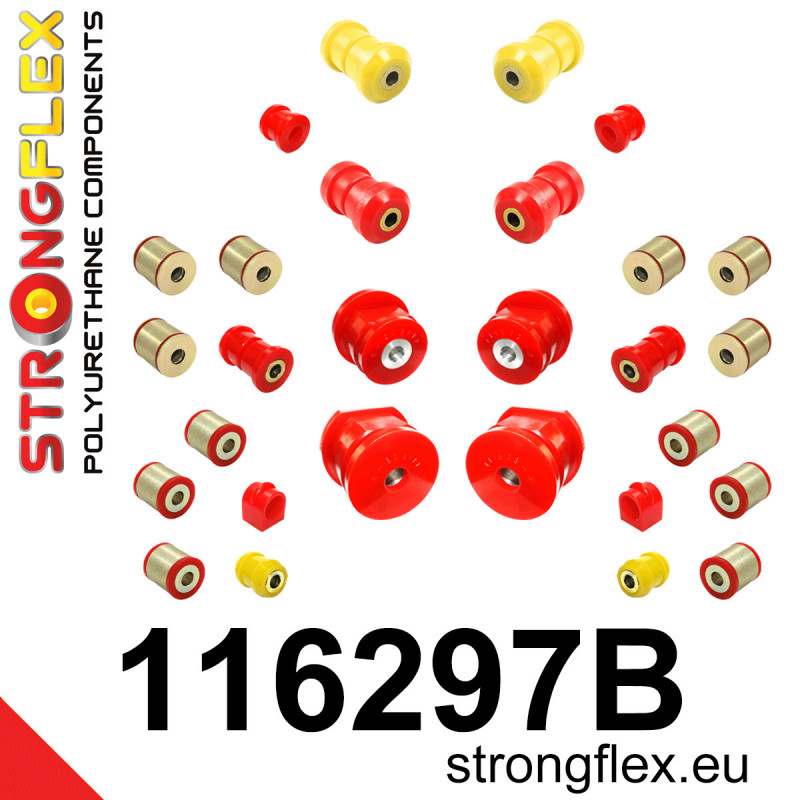 STRONGFLEX|116297B: Full suspension polyurethane bush kit Mercedes Class E W124 84-97